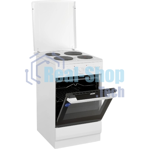 Плита электрическая Hansa FCEW54109 белый, конфорок 4 шт, духовка 65 л, 50 см x 85 см x 60 см