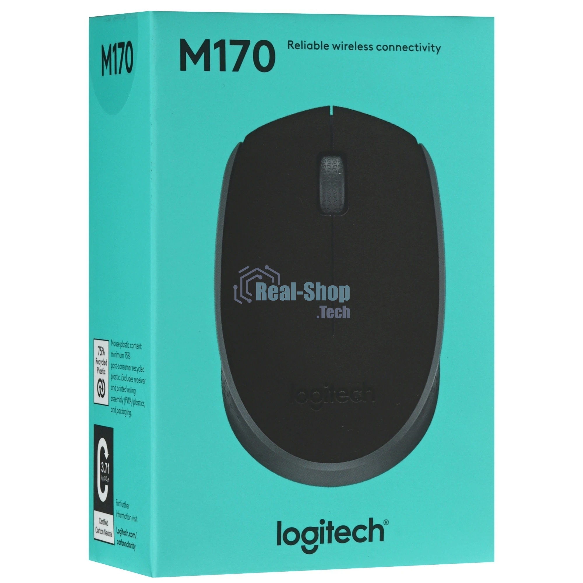Мышь беспроводная Logitech M170 черный/темно-серый, 1000 dpi, радиоканал, USB, кнопки - 3