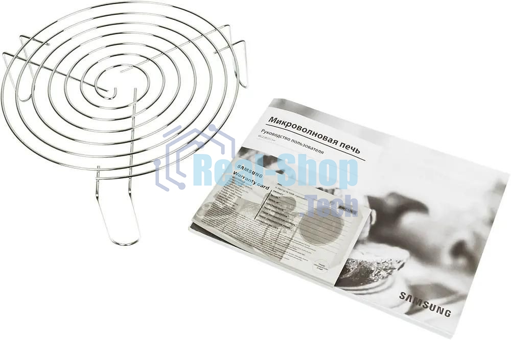 Микроволновая печь Samsung MG23K3515AS/BW серебристый/черный, 23 л, 800 Вт, переключатели - кнопки, поворотный механизм