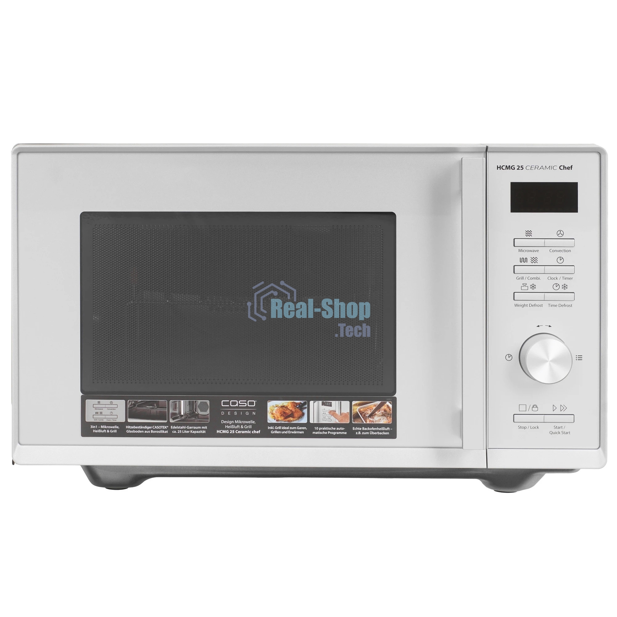 Микроволновая печь CASO HCMG 25 Ceramic Chef серый/черный, 25 л, 900 Вт, переключатели - кнопки