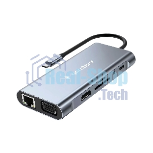 Док-станция Gembird UHB-D4, USB Type-C PD87W, USB, Jack 3.5, SD/TF, HDMI, RJ45, VGA, USB