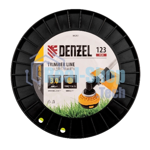 Леска для триммера Denzel круглая, 3,0мм х 123м, на DIN катушке FLEX CORD