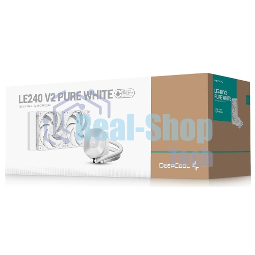 Система водяного охлаждения Deepcool LE240 V2 Pure Soc-AM5/AM4/1200/1700/1851 белый 4-pin 28.2-31.6dB Al 220W 1266gr Ret (R-LE240PURE-WHLNMD-G-1)