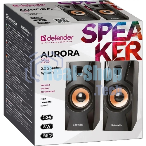 Акустическая система 2.0 Defender Aurora S8 черный, 8 Вт, питание от USB
