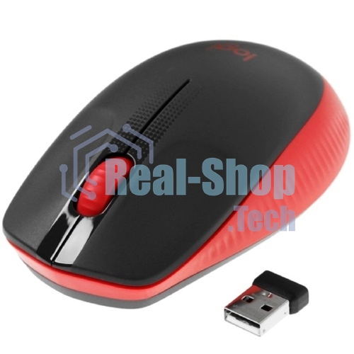 Мышь беспроводная Logitech M190 черный/красный, 1000 dpi, радиоканал, USB, кнопки - 3