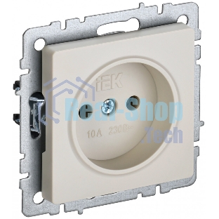 Розетка 1-местная IEK BRITE РС10-1-0-БрКр (BR-R10-10-K10) 10А, без заземления, без защитных шторок, бежевый