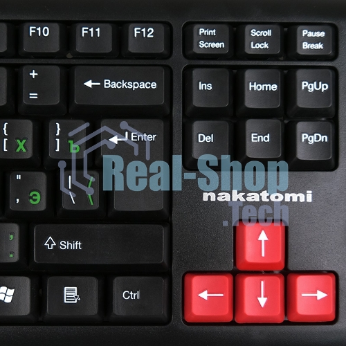 Клавиатура проводная NAKATOMI KN-02U USB черный-красный