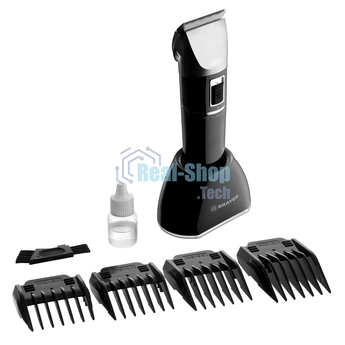 Машинка для стрижки BRAYER BR3402, LED-дисплей, 4 насад, турбо, титан. покр, регу. высоты лезвий