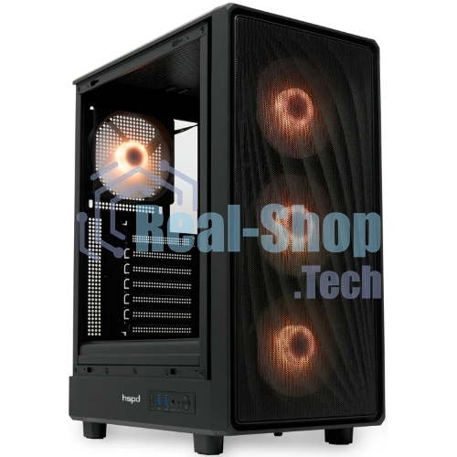 Компьютерный корпус HSPD M510, Mesh Mid Tower, черный, TG, 0.5 SPCC, 4x120мм ARGB ATX, mATX, mITX 180/280/160мм 1x2.5