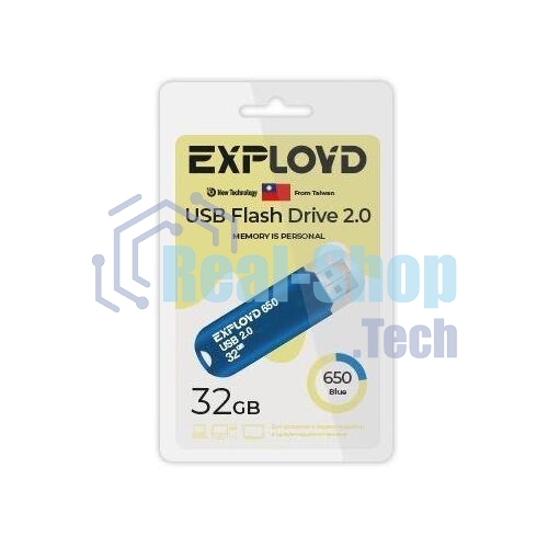 Флешка USB Exployd 650 Blue (EX-32Gb-650-Blue), 32Gb, USB 2.0, R/W 15/8, синий