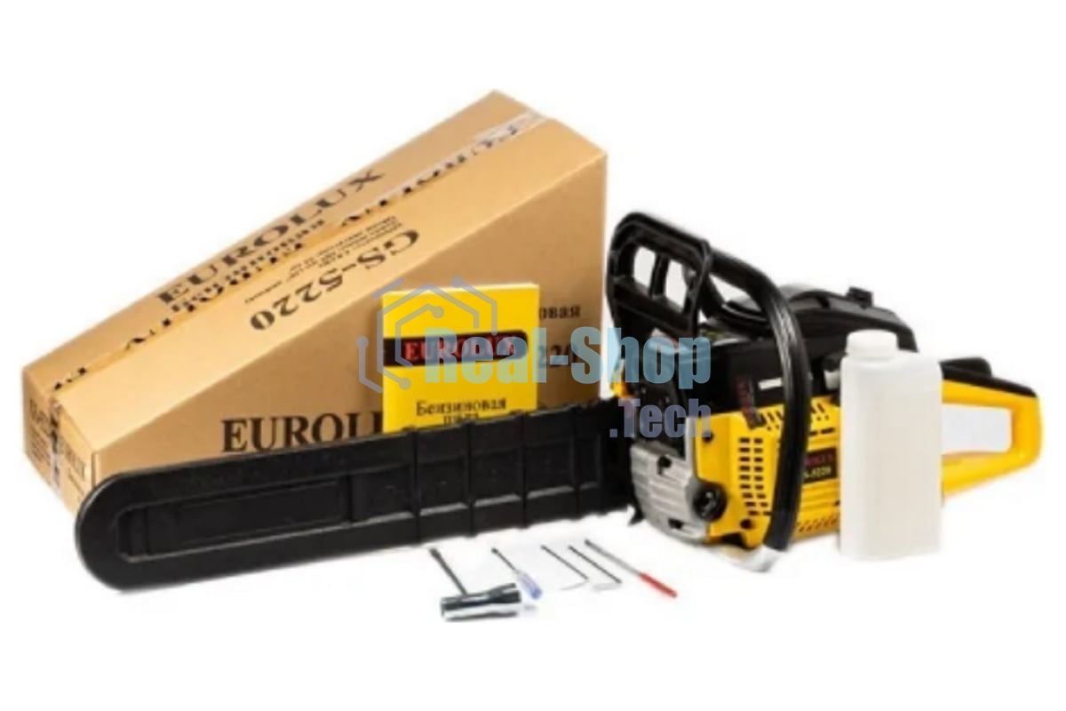 Бензопила Eurolux GS-5220 2400 Вт,Длина шины мм/дюймы 505/20” Объем двигателя см3 52 70/6/8
