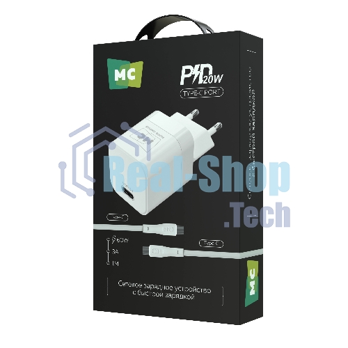 Сетевое зарядное устройство MORE CHOICE (4620202555854) NC86a 1Type-C 3.0A PD 20W для Type-C Type-C, белый
