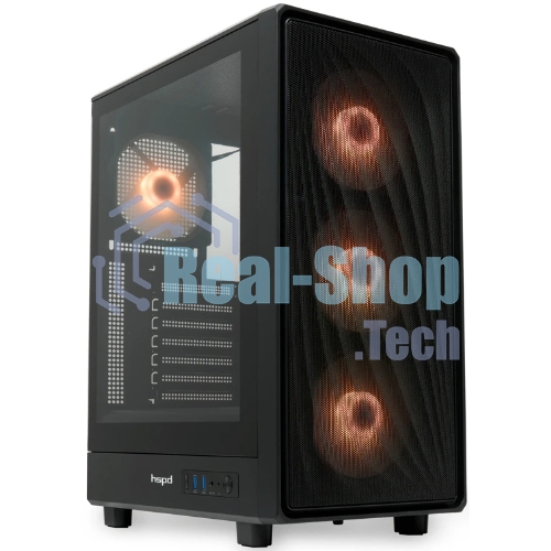 Компьютерный корпус HSPD M510, Mesh Mid Tower, черный, TG, 0.5 SPCC, 4x120мм ARGB ATX, mATX, mITX 180/280/160мм 1x2.5