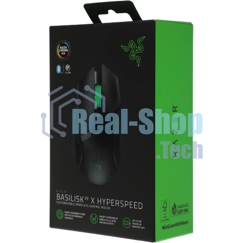 Мышь беспроводная Razer Basilisk V3 Hyperspeed черный, 18000 dpi, радиоканал, Bluetooth, USB, кнопки - 7