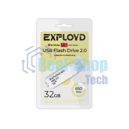 Флешка USB Exployd 650 White (EX-32Gb-650-White), 32Gb, USB 2.0, R/W 15/8, белый