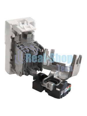 Вставка Mosaic 22.5x45, RJ-45 STP, кат.5e, со шторкой и увеличенным окном маркировки, белая