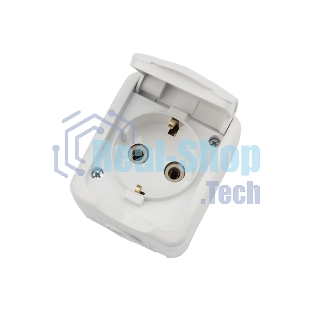 Розетка одноместная Kranz Mini OG открытой установки с заземлением, IP54 белая
