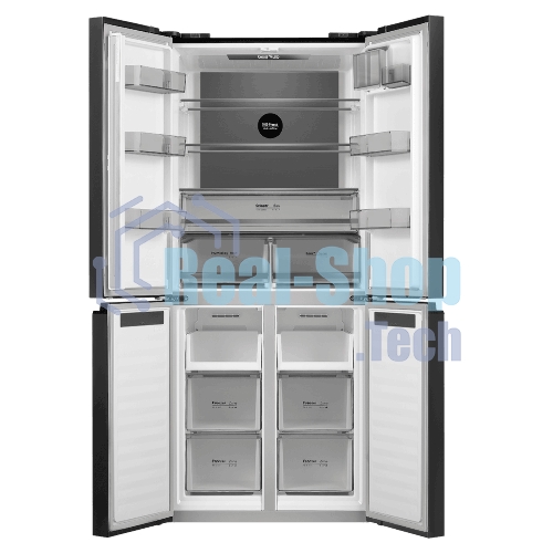 Холодильник Maunfeld MFF192NFSB01 Inverter черная сталь трехкамерный 334/184л морозилка снизу, No Frost, Side by Side