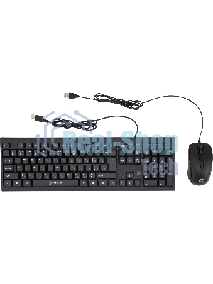 Комплект клавиатура+мышь Oklick 630M проводной, USB, 1600 DPI, чёрный