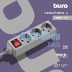 Сетевой фильтр Buro 300SL-1-G 1м, 3 розетки, серый (пакет ПЭ)