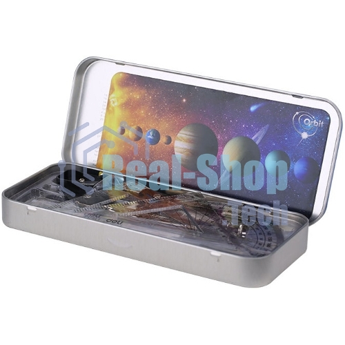 Набор для черчения Deli EG30695, в комплекте: циркуль/карандаш/кронциркуль/линейка 15 см/2 треугольника/транспортир/ластик/точилка