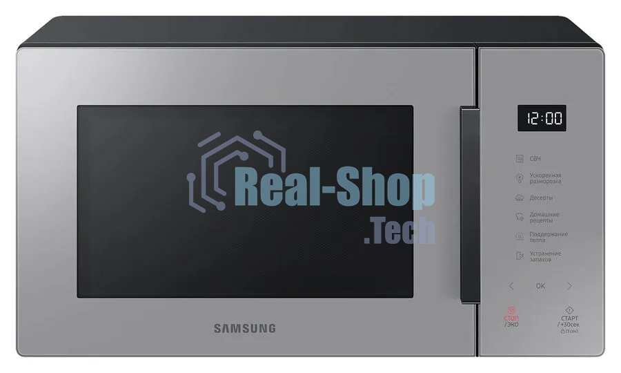 Микроволновая печь Samsung MS23T5018AG/BW серый, 23 л, 800 Вт, переключатели - сенсор