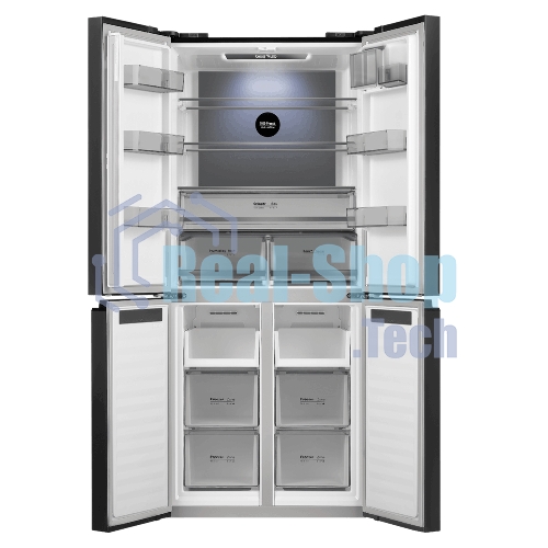 Холодильник Maunfeld MFF192NFSB01 Inverter черная сталь трехкамерный 334/184л морозилка снизу, No Frost, Side by Side