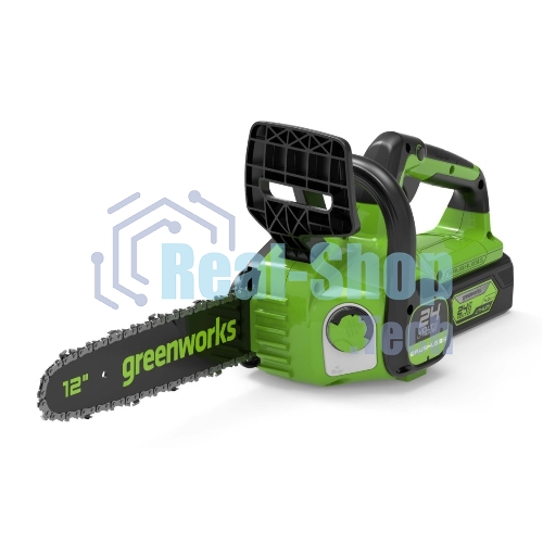 Цепная пила аккумуляторная GreenWorks GD24CS30K4, 24V, 30 см, бесщеточная, c АКБ 4 Ач и ЗУ (2007007UB)