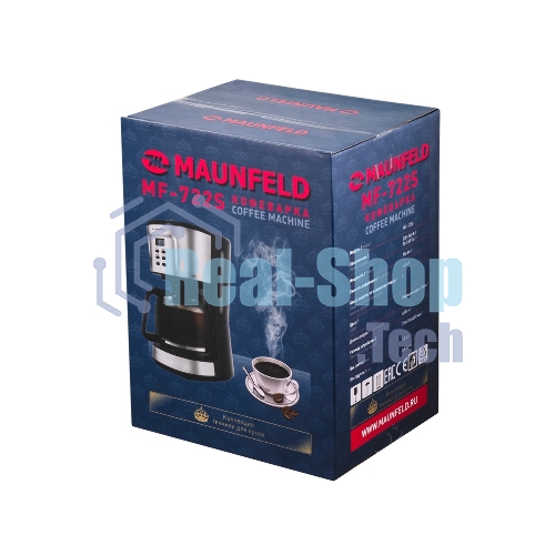Кофеварка капельная Maunfeld MF-722S серебристый/черный, исп. кофе - молотый, 1.5 л, 900 Вт.