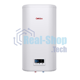 Водонагреватель Thermex Flat Plus IF 50V (PRO) накопительный электрический 50 л потребляемая мощность 2 кВт (220 В) электронное управление магниевый анод (2 шт.) вертикальный монтаж на стену с нижней подводкой (') максимальная температура нагрева воды до 75 °С Размеры (ШxВxГ) 452x865x239 мм системы защиты: УЗО, от перегрева, замерзания, предохранительный клапан функции: дисплей, индикатор включения, индикатор нагрева, термометр, самодиагностика, ограничение температуры нагрева, ускоренный нагрев
