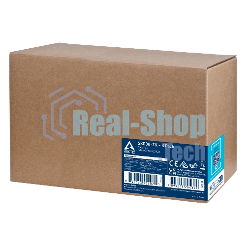 Комплект вентиляторов для корпуса Arctic S8038-7K (4 Pack) черный, 80 мм, 7000 об/мин, 4 pin