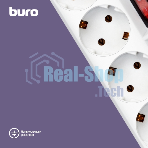 Сетевой фильтр Buro 500SH-1.8-SW-W 1.8 м, 5 розеток, белый, коробка