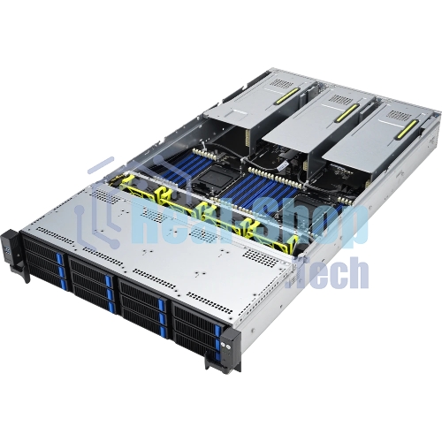 Серверная платформа ASUS RS720-E11-RS12U, 2U, 2 x LGA4677, 32 DIMM DDR5, 12=8 x NVMe/SAS*/SATA + 4 NVMe/SATA hs, 2 x M.2 slot, 2 x 10Gbe (X710) RJ45 port,Up to 8 slots PCIe 5.0, 1 x OCP 3.0, 1+1 1600W
