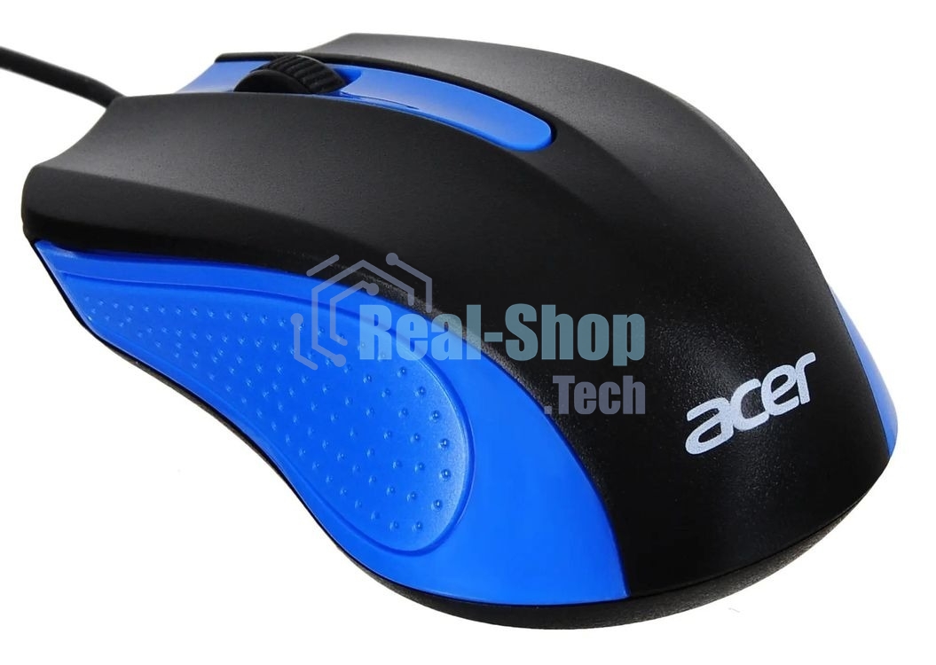 Мышь проводная Acer OMW011 черный/синий, 1200 dpi, USB, кнопки - 3