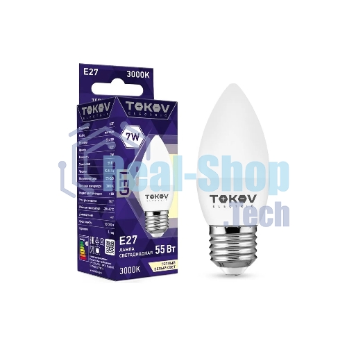 Лампа светодиодная TOKOV ELECTRIC 7Вт С37 3000К Е27 176-264В