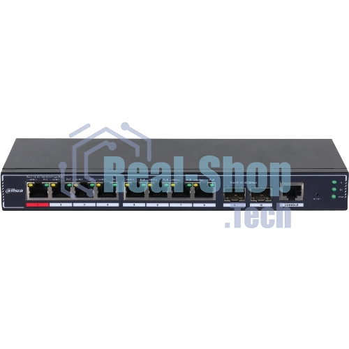 Коммутатор Dahua DH-SG4010P-2F, 8×1 Гбит/с + 2×1 Гбит/с SFP, управляемый