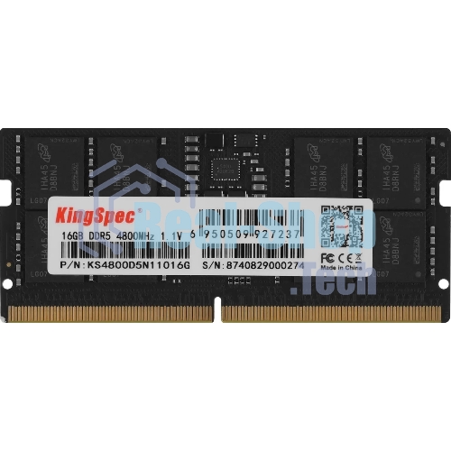 Оперативная память KingSpec DDR5, 16Gb (1x16GB), 4800MHz, CL40 SO-DIMM