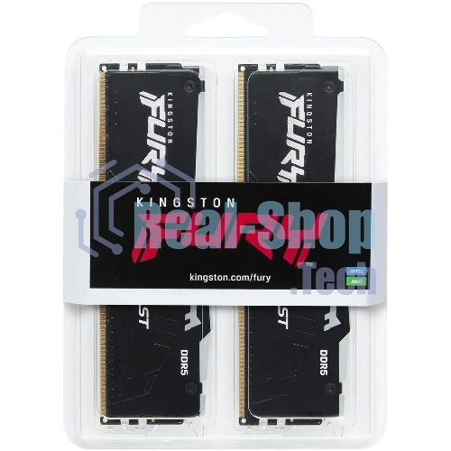 Оперативная память Kingston Fury Beast, DDR5, 16GB (2x8GB), 6000MHz, CL36, DIMM, с радиаторами, RGB, черный