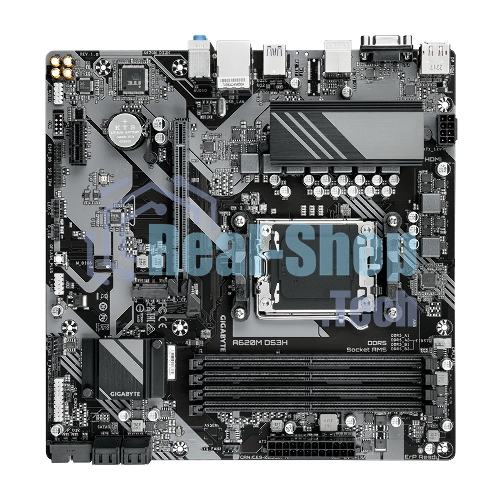 Материнская плата Gigabyte A620M DS3H, mATX, AM5, AMD A620, 4xDDR5, 4xSATA, 1xM.2, 1xPCI-E 4.0 x16, 1xPCI-E x1, 1xHDMI, 1xDP, 1xVGA, 1x 1Gb LAN, 1xUSB 3.2 Gen 1, 4xUSB 2.0, 3x3.5мм, 7.1, ATX