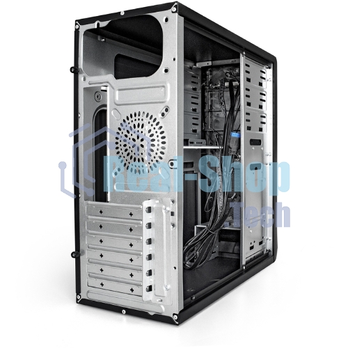 Компьютерный корпус Miditower ExeGate CP-603UB-UNS350 (ATX, БП UNS350 с вент. 12см, 2хUSB, аудио, черный)