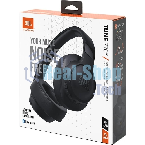 Беспроводные/проводные наушники JBL Tune 770NC черный, полноразмерные, Bluetooth + проводной, адаптивное шумоподавление, до 70 ч