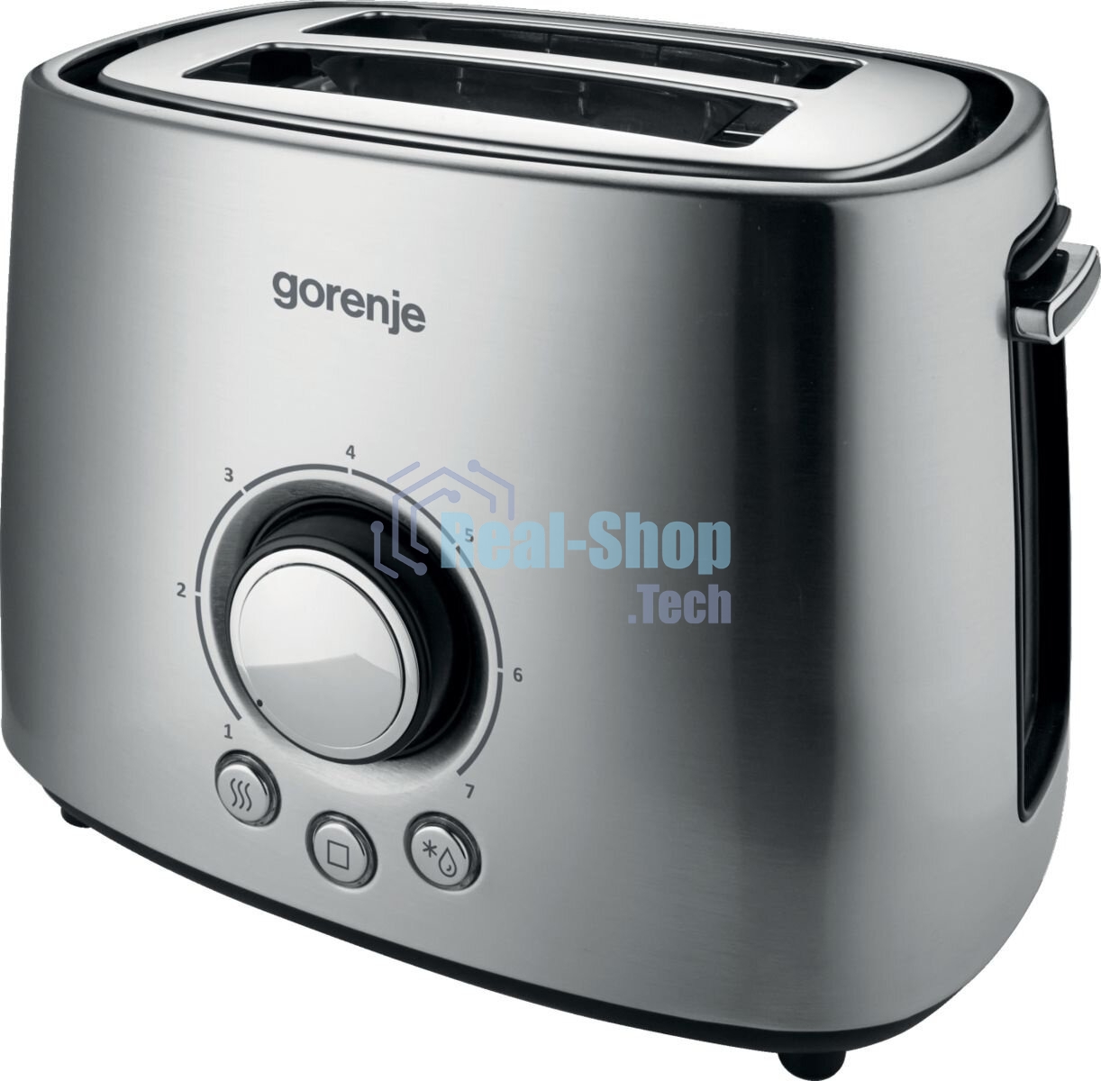 Тостер Gorenje T1000E серебристый/чёрный, 1000 Вт, 2 слота