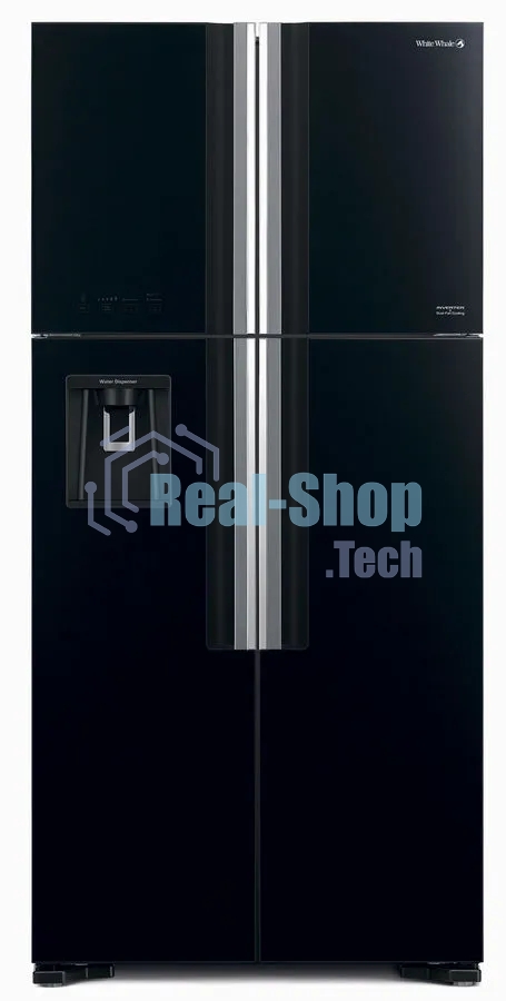 Холодильник Hitachi R-W660PUC7 GBK черный двухкамерный 396/144л морозилка сверху, No Frost, Side by Side