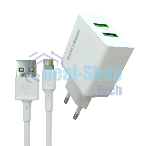 Сетевое зарядное устройство MORE CHOICE (4610196409028) NC11i СЗУ 2USB 2.4A для Lightning 8-pin белый