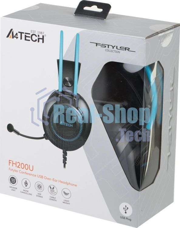 Гарнитура A4Tech Fstyler FH200U серый/синий, проводная