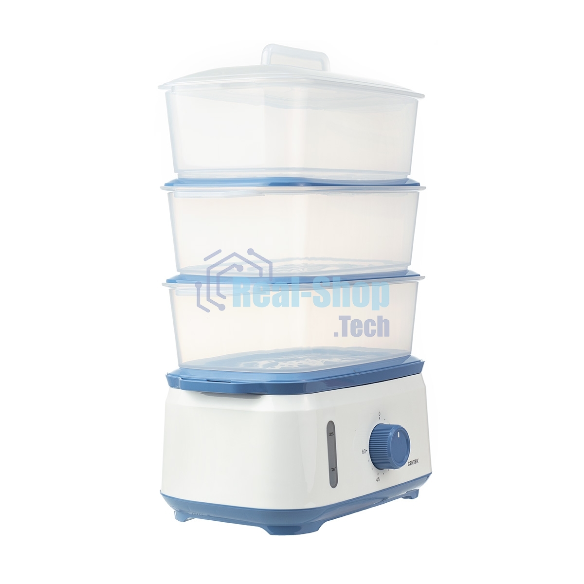 Пароварка Centek CT-1462 белый, 9 л, ярусы - 3, 1050 Вт, механическое