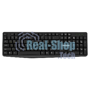 Клавиатура проводная ExeGate EX298364RUS Smart K120 (USB, полноразмерная, влагозащищенная, 104кл., Enter большой, длина кабеля 1,6м, черная, RTL)