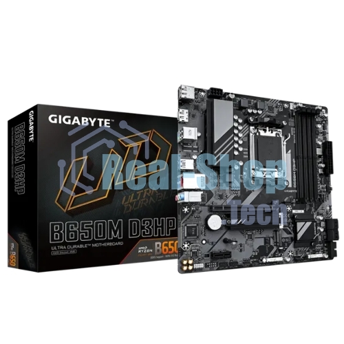 Материнская плата Gigabyte B650M D3HP, AM5, AMD B650, 4xDDR5, 4xSATA, 2xM.2, 1xPCI-E 4.0 x16, 1xPCI-E x1, 1xHDMI, 2xDP, 1x 2.5Gb LAN, 3xUSB-A 3.2 Gen 1, 2xUSB-A 2.0, 1xUSB-C 3.2 Gen 1, 3x3.5 мм, 7.1, Micro-ATX