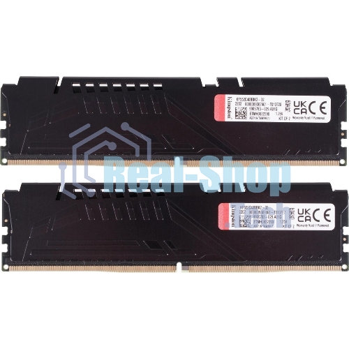 Оперативная память Kingston Fury Beast, DDR5, 32GB (2x16GB), 5200MHz, CL40, DIMM, радиатор, черный