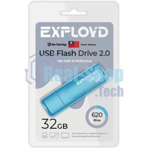Флешка USB Exployd 620 Blue (EX-32Gb-620-Blue), 32Gb, USB 2.0, R/W 15/8, синий
